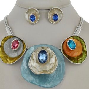 Silver statement necklace & matching earrings;NWOT